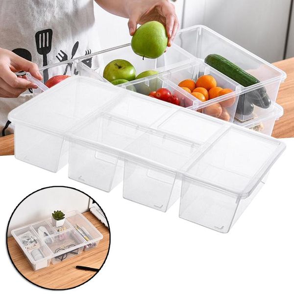 

storage bottles & jars box fresh-keeping refrigerated food transparent compartment with lid deskdebris sorting organization