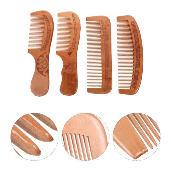 

hair brushes 4pcs portable scalp comb wooden styling tool for home, Silver