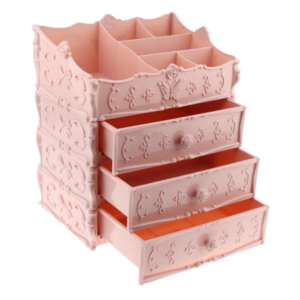 

eyebrow tools & stencils european style makeup storage drawer organizer 3-tiers countervanity cosmetics holder case box