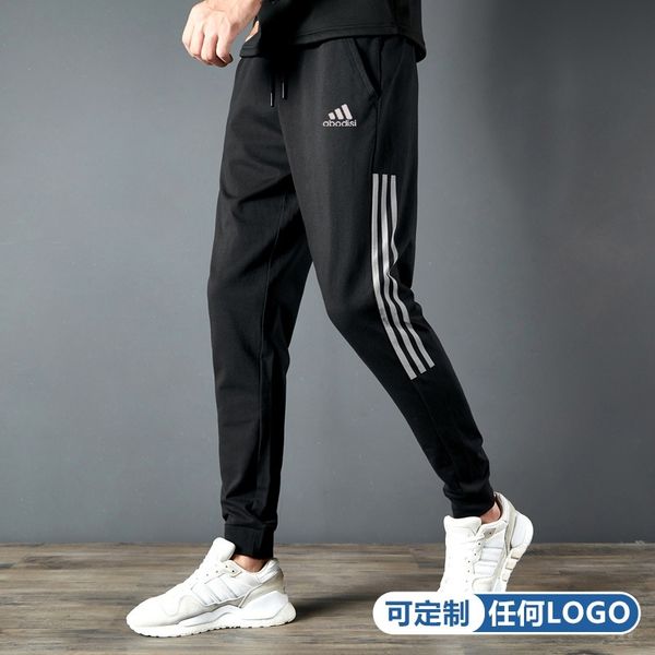 

new men's and women's sports pants running casual loose breathable three bar pants leggings, Black
