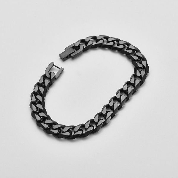 

link, chain bracelets men's cuban stainless steel hip hop black bracelet link on hand retro gifts for man accessories