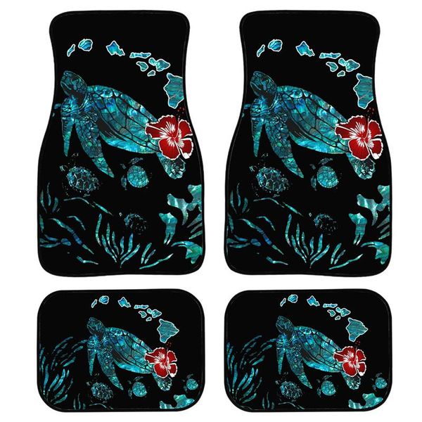 

hawaii tribe ohana honu paua floor mat for cars 4pcs/set custom car mats stylish truck rugs front and back carpets