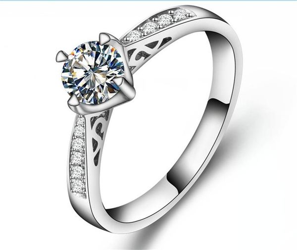

cluster rings fabulous 1ct solitaire vintage diamond ring with band original sterling silver excellent women wedding, Golden;silver