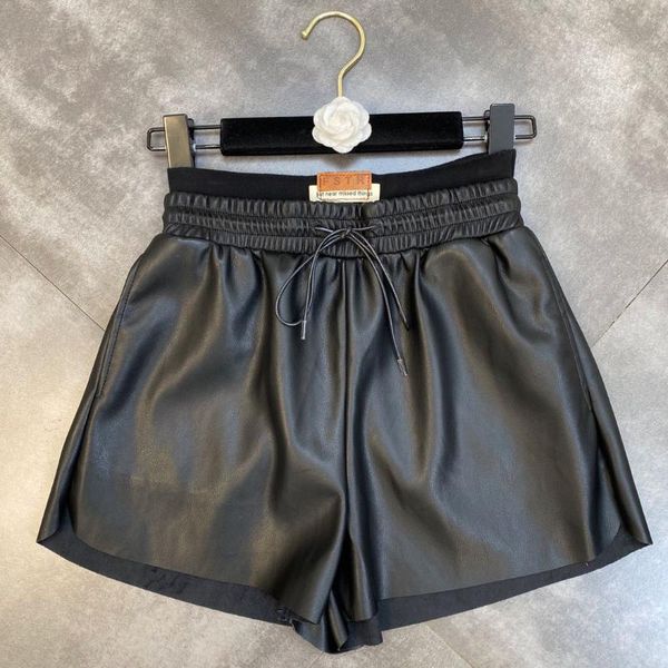 

women's jeans zcsmll 2021 spring autumn double-waist elasticated black shorts lace-up waist slimming streetwear fashion women pu tide, Blue