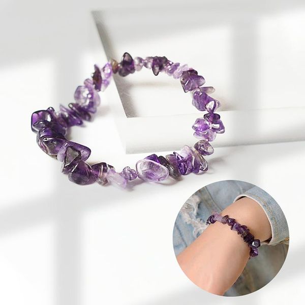 

beaded, strands fashion natural crystal crushed stone bracelet irregular reiki lucky elastic ladies jewelry strawberry amethyst, Black