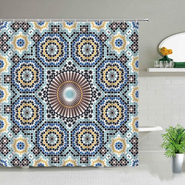 

bohemian geometric pattern shower curtains india mandala flower bathroom waterproof fabric bath curtain bathtub decor with hooks