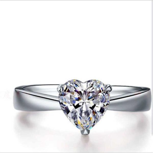 

wedding rings white heart-shaped cut 2ct ring silver color for women promise engagement party fine jewelry gift wholesale, Slivery;golden