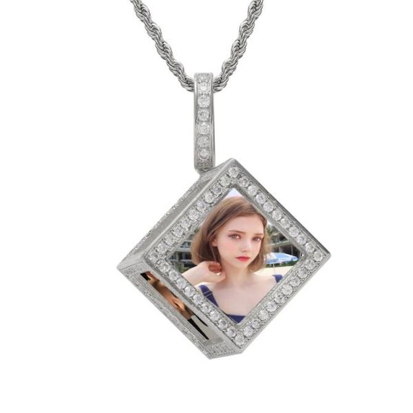 

personality design cube custom made pictures medallions necklace for women men's hip hop jewelry custom 6 ps pendant, Silver