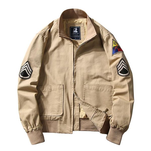 

men's jackets 2021 brad pifury tanker khaki spring military cotton bomber jacket lightweight, Black;brown