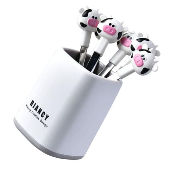 

forks 1 set stainless steel fruit cartoon with a storage holder