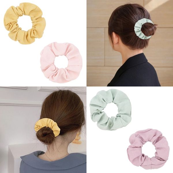 

korean style women fashion plaids large intestine hair rope cute sweet elastic hairbands diy clothing decoration holiday gifts, Pink