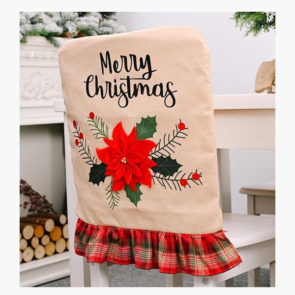 

chair covers flower print cover christmas decoration big red burlaps stool set funda silla 1pc