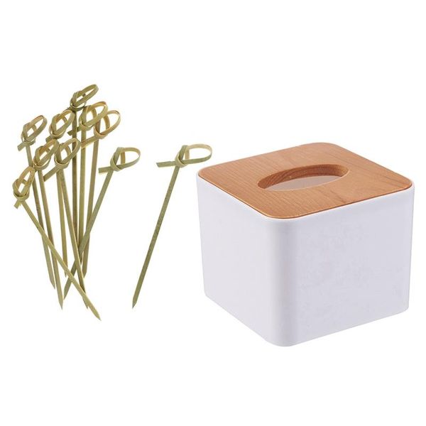 

forks 500pack bamboo cocktail picks toothpicks 4 inch & 1x square wooden tissue box case napkin holder