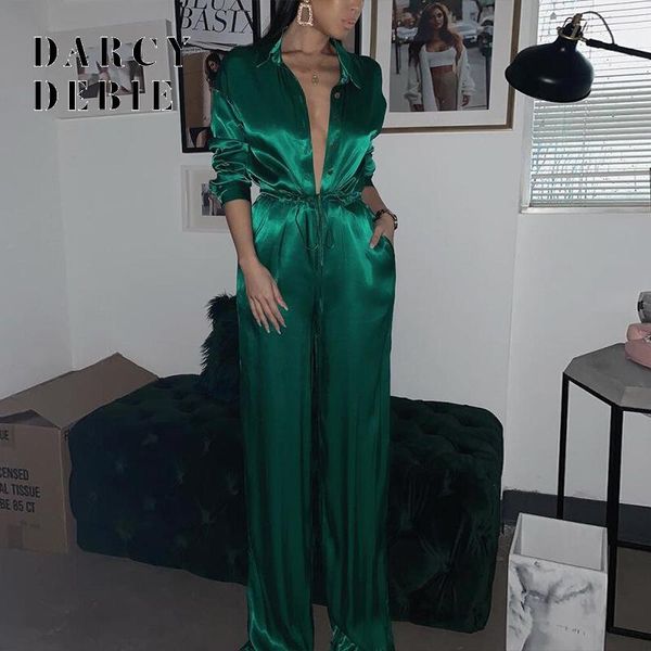 

women's jumpsuits & rompers darcydebie silk button deep v season waist-sealed jumpsuit, Black;white