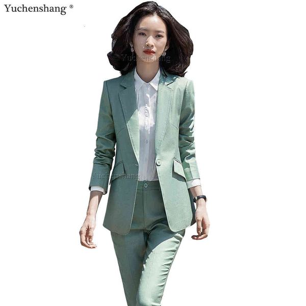 

women's suits & blazers green pink women pant suit work business formal blazer and trouser fashion s-4xl 2 piece set for office lady ca, White;black