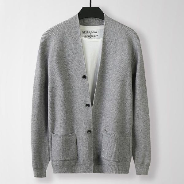 

men's sweaters men 2021 autumn fashion solid color cardigan jackets thick slim sweater coats male warm casual knitted clothing o144, White;black