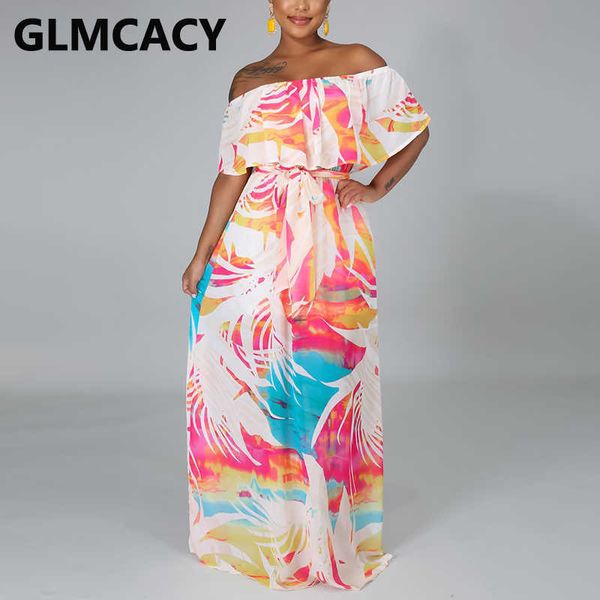 

off shoulder tropical printed chiffon maxi dress 210702, Black;gray