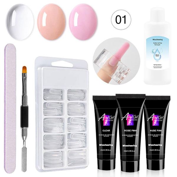

nail gel 45ml art extension mold double brush crystal set polish equipment, Red;pink