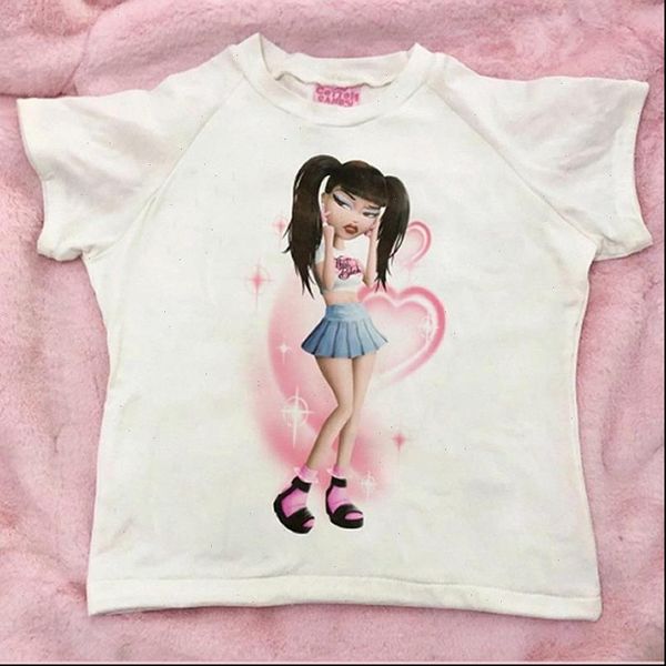 

vintage womens t shirt y2k street rock rap hip hop harajuku original couple gothic sh, White