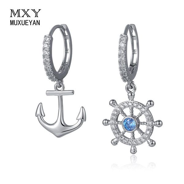 

stud muxueyan silver colorluxury anchor shape inlaid zircon ear studs earrings for woman 2021 trend fine jewelry, Golden;silver