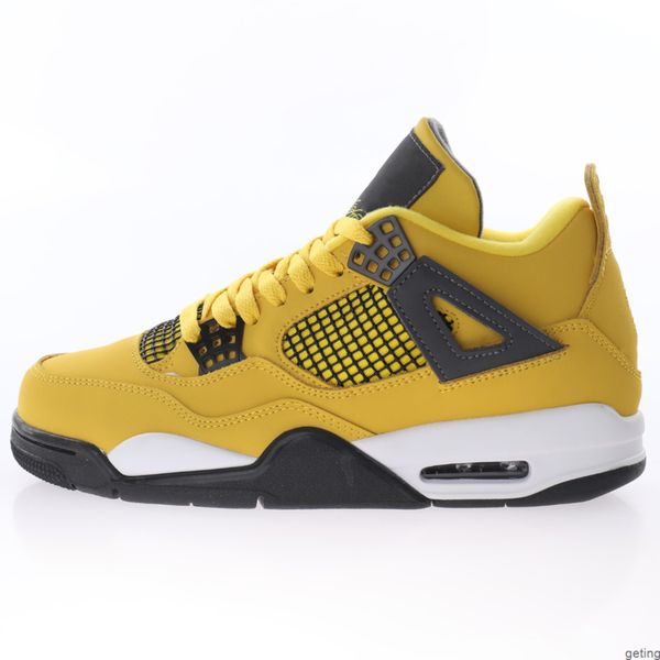 

shoes jumpman 4 mid retro men yellow lightning mens sneakers size 40~46
