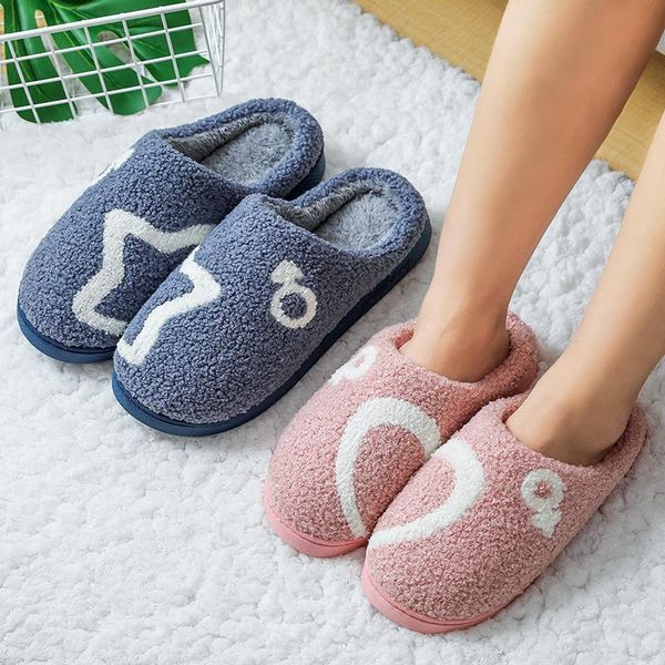 

women indoor slippers warm plush winter home non-slip shoes ladies bedroom cotton woman, Black