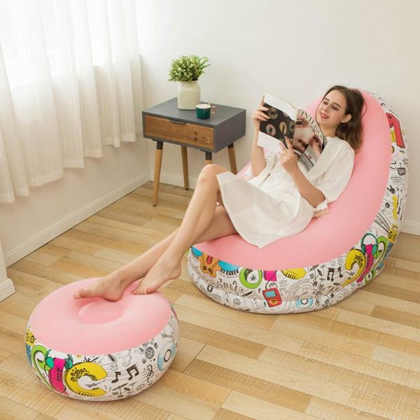 

life vest & buoy folding inflatable bean bag sofa chair lazy with pedal recliner outdoor leisure bed pile coating thickened comfortable