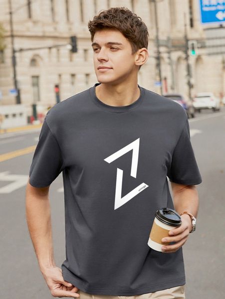 

men geo & letter graphic tee z6mk#, White;black