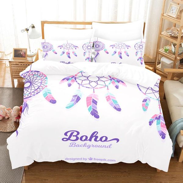 

bedding sets home spinned feather wind bell series pattern down quilt cover pillowcase children bedroom decoration color print