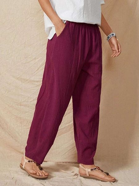 

2020 summer cotton and linen casual pants, Black;white