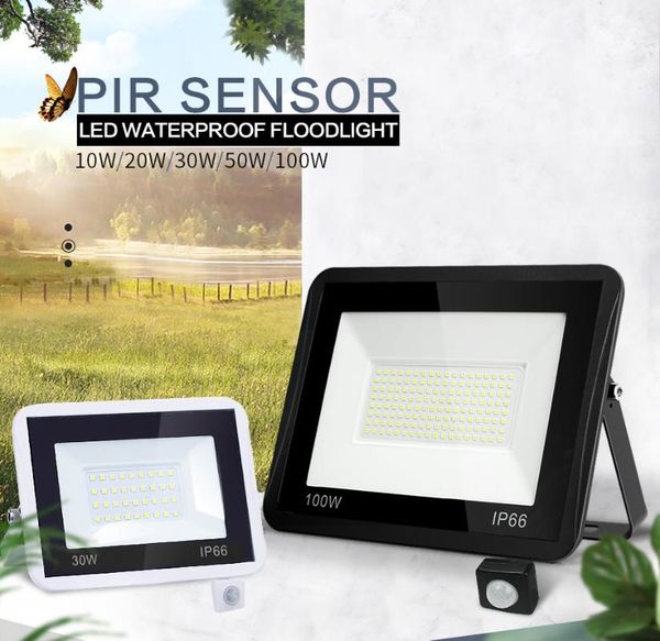 

motion sensor floodlight outdoor lighting 220v 10w 20w 30w 50w 100w cold white ip66 waterproof wall lamps garden lights floodlights