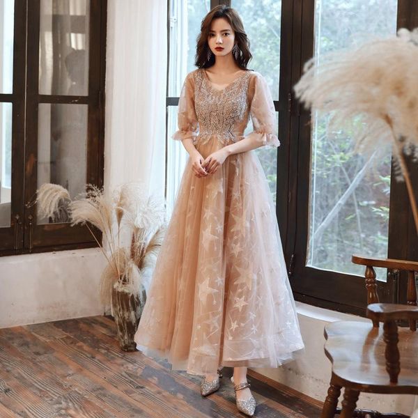 

oversize 3xl elegant v-neck evening dress temperament a-line banquet fairy prom slim bridesmaid mesh ethnic clothing, Red