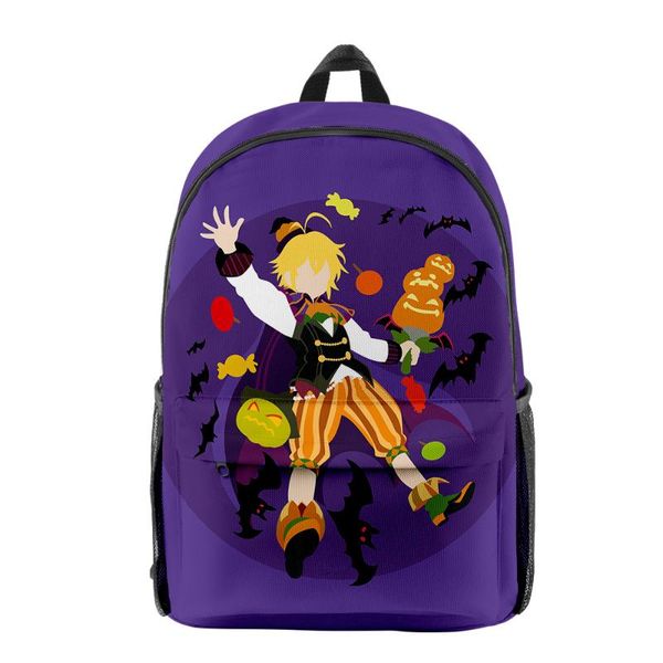 

backpack kawaii the seven deadly sins 3d merch fashion oxford cloth shoulder printed multi zipper pack casual school bag street