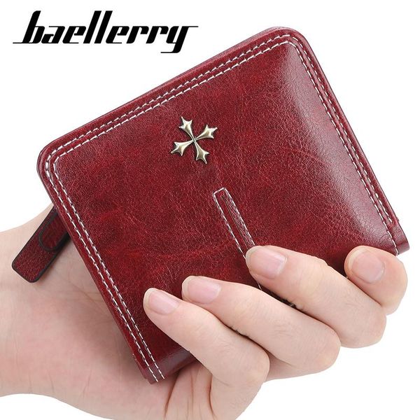 

wallets baellerry 2021 est luxury wallet bifold designer id card holder ladies purse housekeeper leather female, Red;black