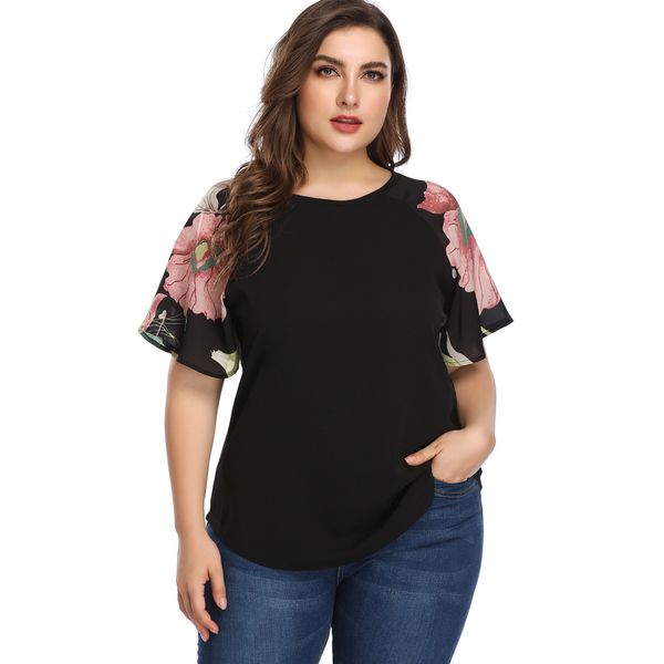 

women's plus size hy30179# large color contrast printing stitching selling