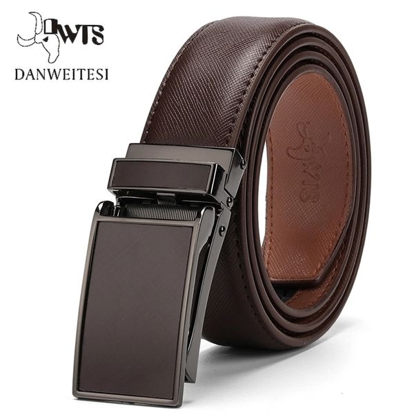 

[dwts]belt male men's belt genuine leather strap luxury brand automatic buckle belts for men belts cummerbunds cinturon hombre 220210, Black;brown