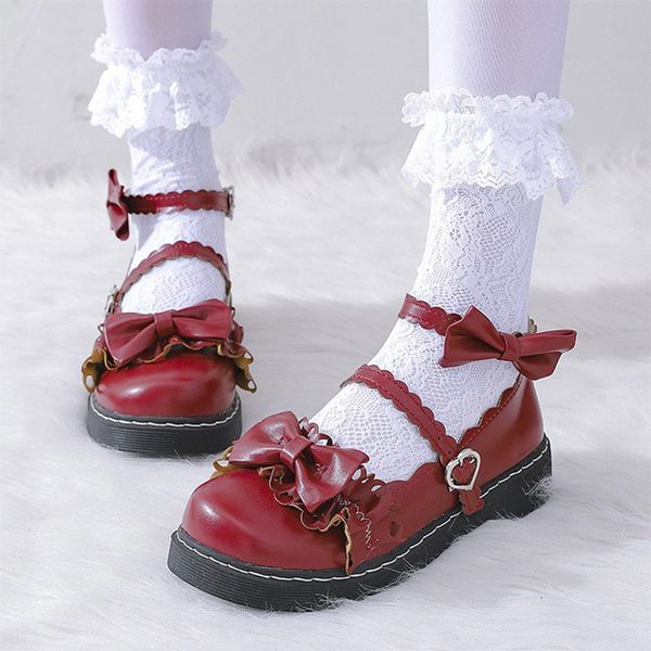 

dress shoes lolita shoes with bow ties, girls'shoes round tip mary jane, low ankle strap, black, autumn and spring, 8210n 0cst