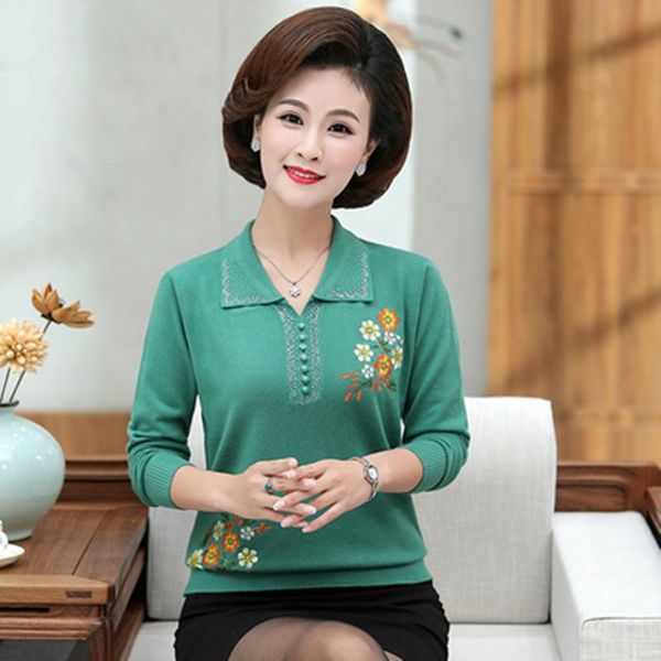 

women's sweaters diamond embroidered button long sleeve fashion loose mother turn-down collar women oversize autumn winter vintage pull, White;black