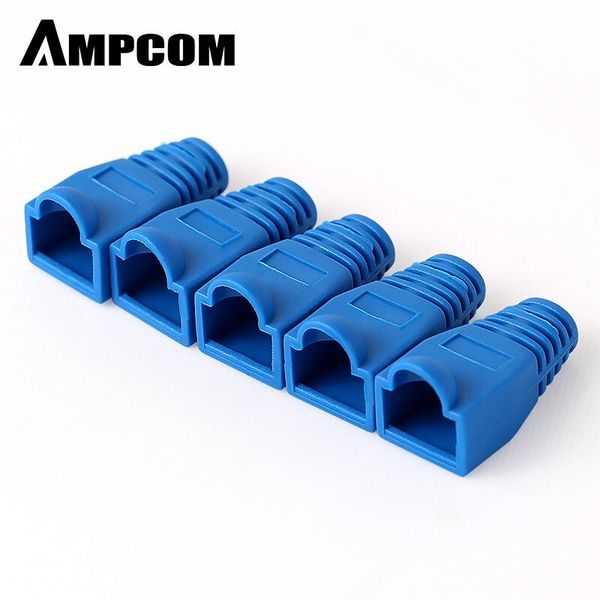 

computer cables & connectors ampcom rj45 connector strain relief boots cover for cat5/5e/6 ethernet cable-low-smoke zero halogen (blue)
