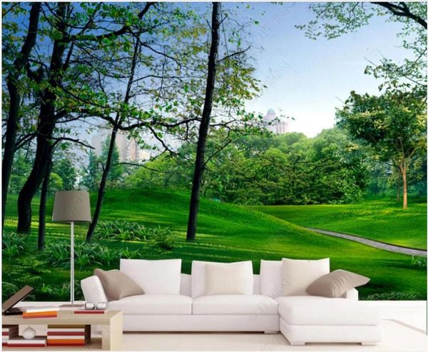 

wallpapers custom mural 3d po wallpaper green big tree forest grassland landscape living room for walls in rolls home decor