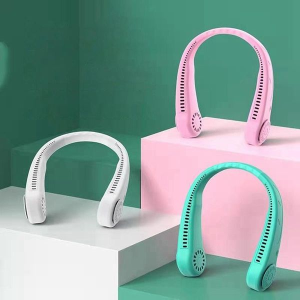 

electric fans portable leafless hanging neck fan usb charging handheld student lazy small mini