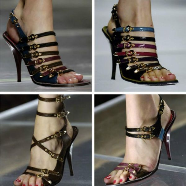 

dress shoes retro buckle strap gladiator sandals for women peep toe slingback pumps thin high heels party, Black