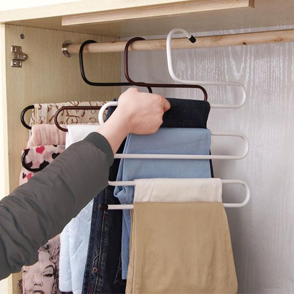 

hangers & racks multifunctional s-type 5 layers pants hanger tie rack belt holder storage for trousers men closet organizer saving space