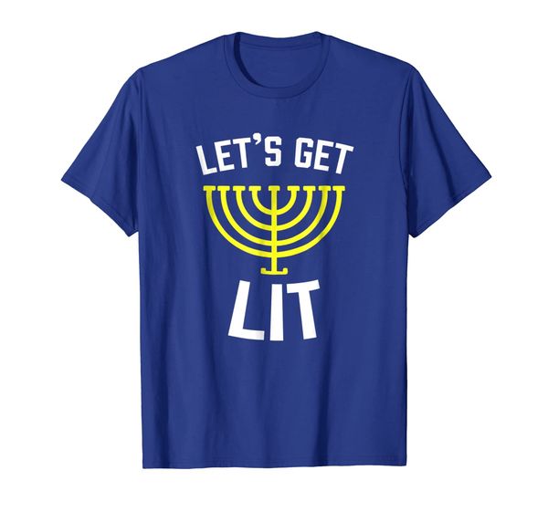 

let's get lit jewish t-shirt - humor funny gift hanukkah tee, White;black