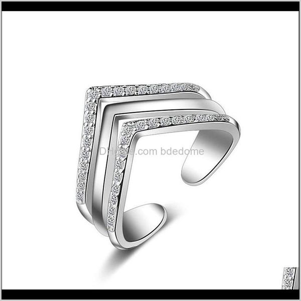 

couple rings drop delivery 2021 fashion jewelry brass ring simple three layers cone shape zircon imitation rhodium rose gold plated woman op, Silver