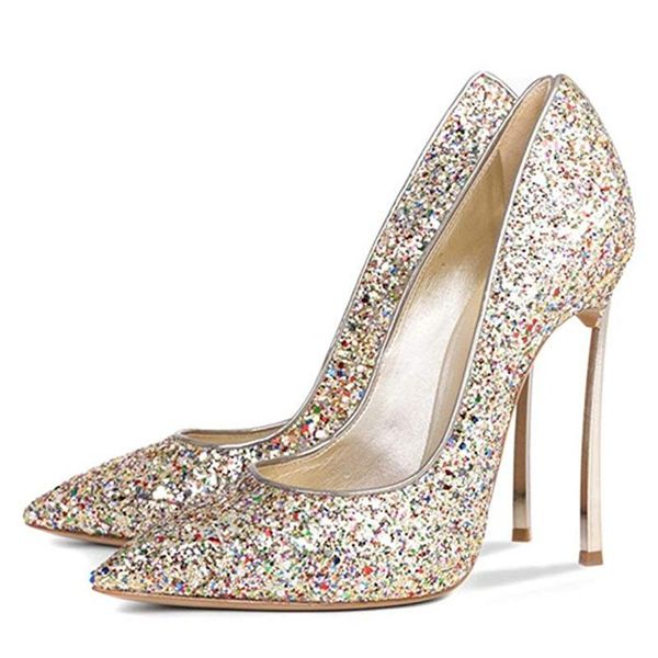 

dress shoes goofloron shoes, women's pumps heels, stilettos 12cm sequins sparkle spring and fall fashion party sho, Black