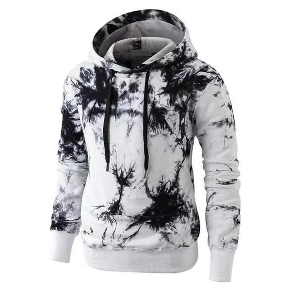 

men's hoodies & sweatshirts men sweatshirt 2021 hoodie camouflage hooded warm tie-dye loose colorful digital printing for winter, Black