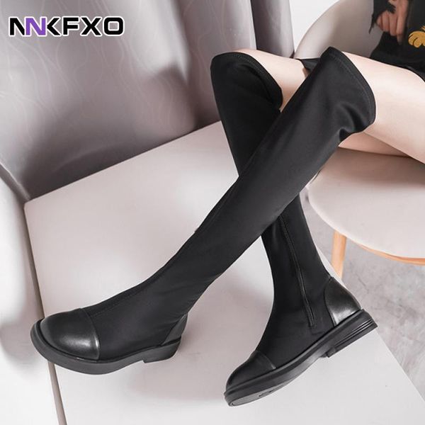 

boots 2021 design skidproof sole cosy chunky heels fashion stylish leisure autumn winter over the knee high shoes women vc2570, Black
