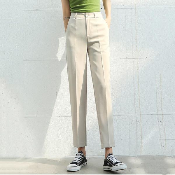 

women's pants & capris spring summer nine points work office loose high waist sashes pockets ladies, Black;white