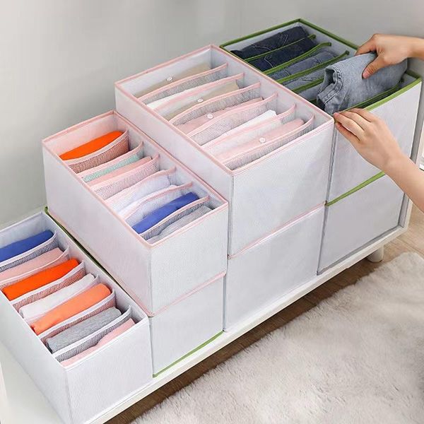 

storage drawers 7 grids jeans boxs closet organizer for clothes tidys pants t-shirt compartment box home drawer